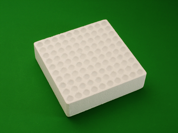 Test tube dish in polystyrene foam